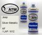 Preview: Jeep, Silver Metallic, AF / LAF / 612: 400ml Sprühdose + 400ml Klarlack - Set, von ATW Autoteile West.